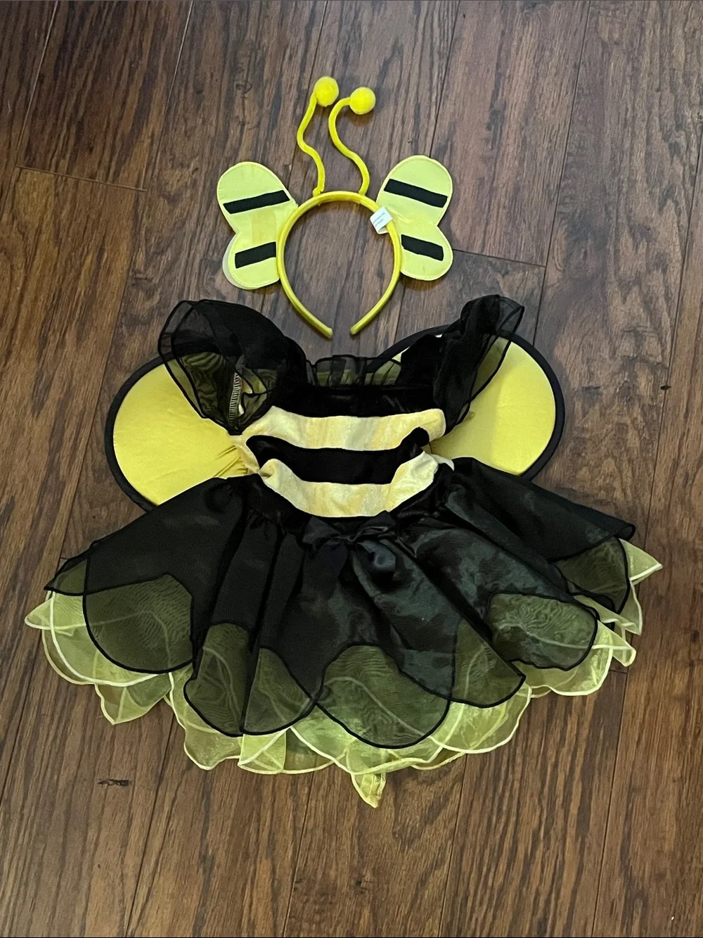 Kids Yellow & Black Bee Costume Dress with Headband